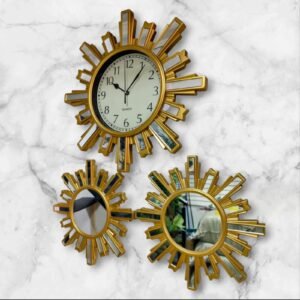 0115-2J Set de Relojes Dorados con Apliques de Espejos