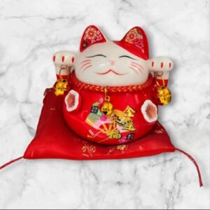 A012-12 Gatito Cerámica Rojo Estático