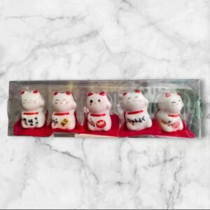 A001 Set de Figuras de Gatitos Blancos Cerámica