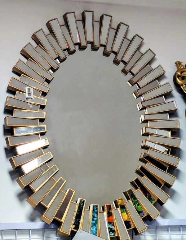 6994 Espejo Ovalado Dorado Modelo Franjas