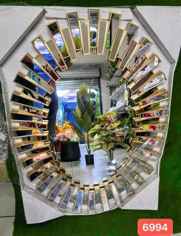 6994 Espejo Ovalado Dorado Modelo Franjas