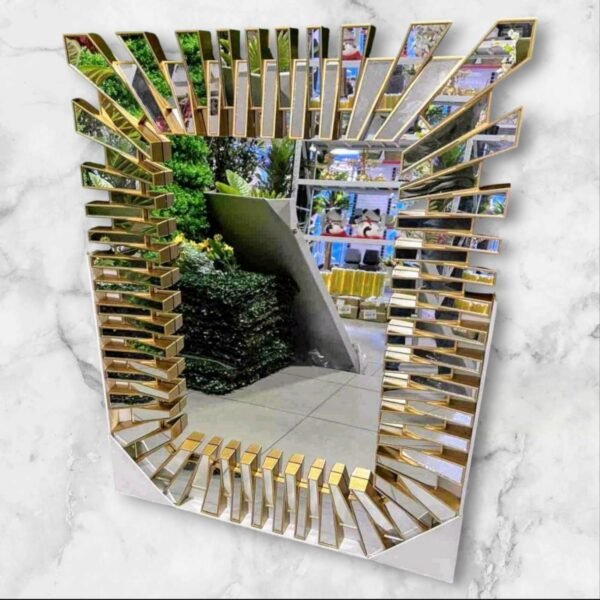 7191 Espejo Rectangular Dorado Modelo Franjas