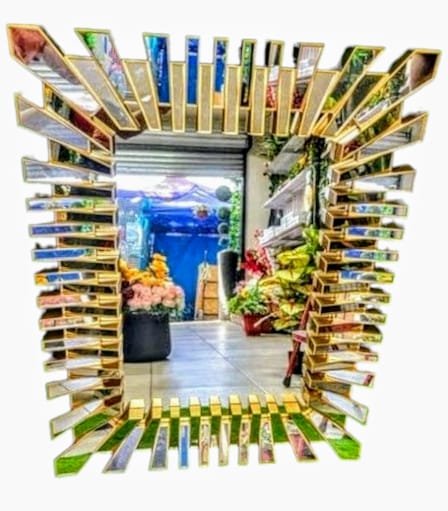 7191 Espejo Rectangular Dorado Modelo Franjas