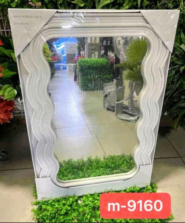 M-9160 Espejo Rectangular Blanco Modelo Ondas