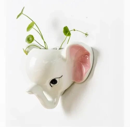 XN0004 Macetero Cabeza Elefante Blanco