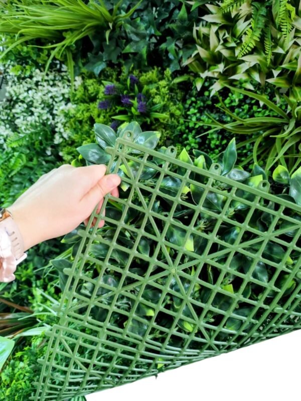 KW9040 Palmeta Malla Cuadrada Variedad Hojas Verde 1×1 Mts.