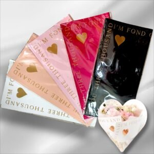 WhatsApp Image 2026-02-12 at 2.53.50 PM B1208 Papel Coreano Diseño Texto con Corazon 5 Colores