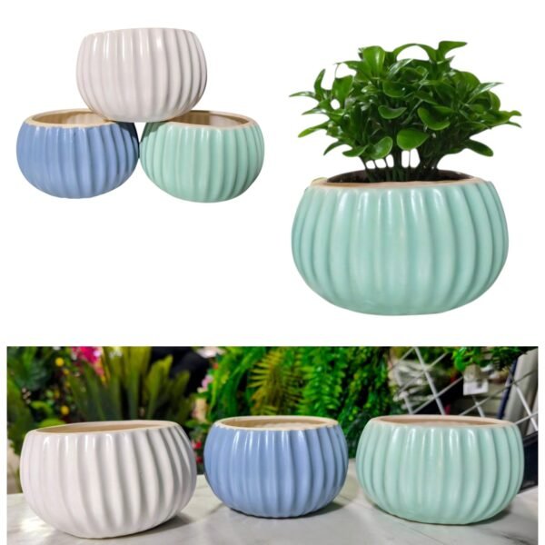 A0042 Maceta Ceramica Linea Vertical 3 Colores