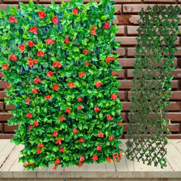 BF0215 Malla Plegable PVC Bugambilias Rojas y Hojas